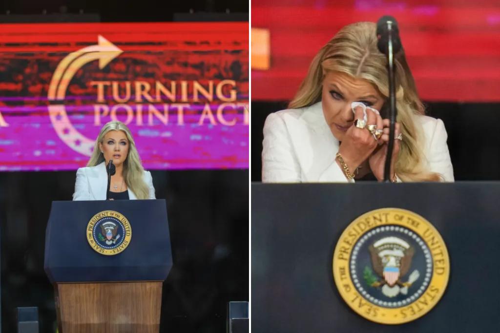 Erika Kirk during the service