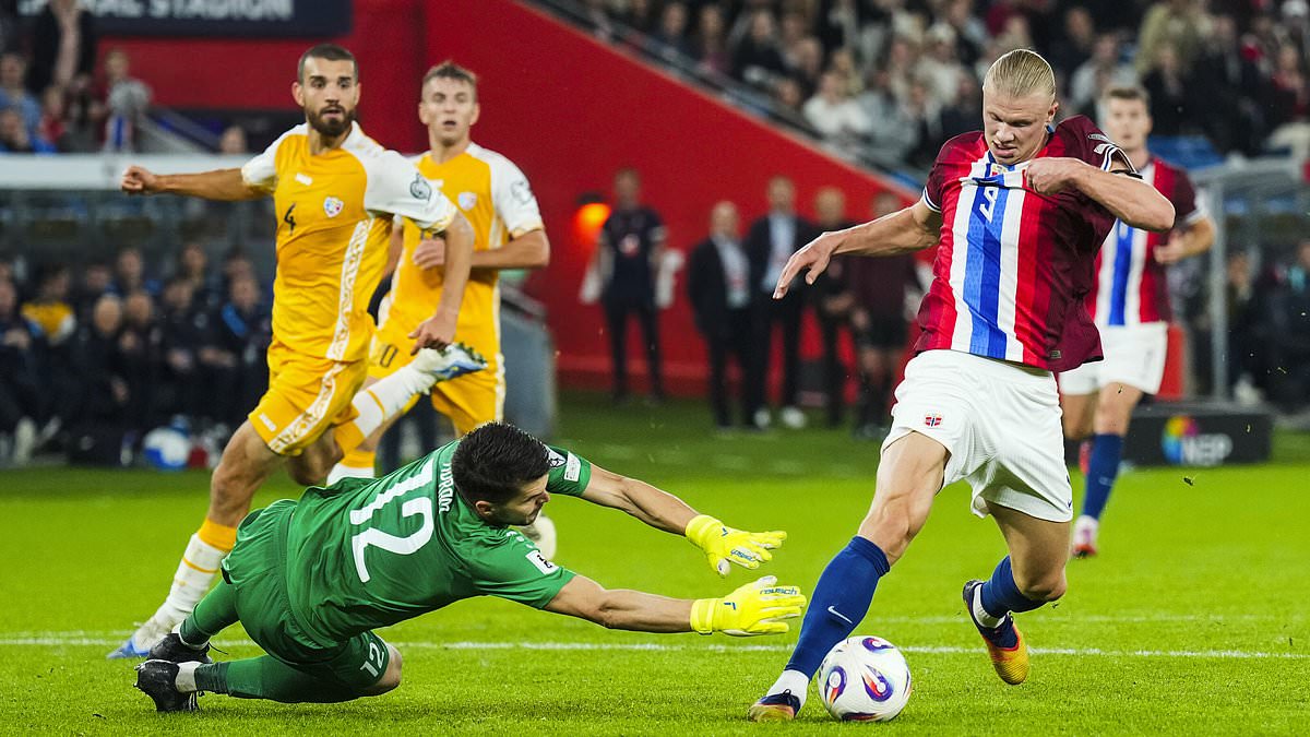 Erling Haaland scores five as Norway rout Moldova 11-1; Haaland apologises to goalkeeper Cristian Avram