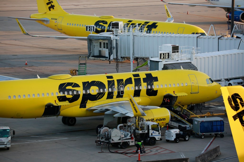 Spirit Airlines planes on tarmac