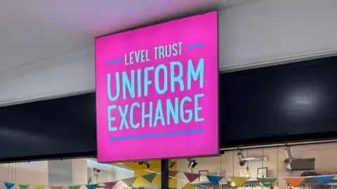 Parents and children outside a school