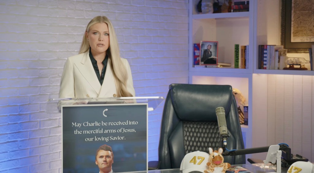 Erika Kirk reveals she wears blood-stained pendant of husband Charlie Kirk who was fatally shot at Turning Point USA rally