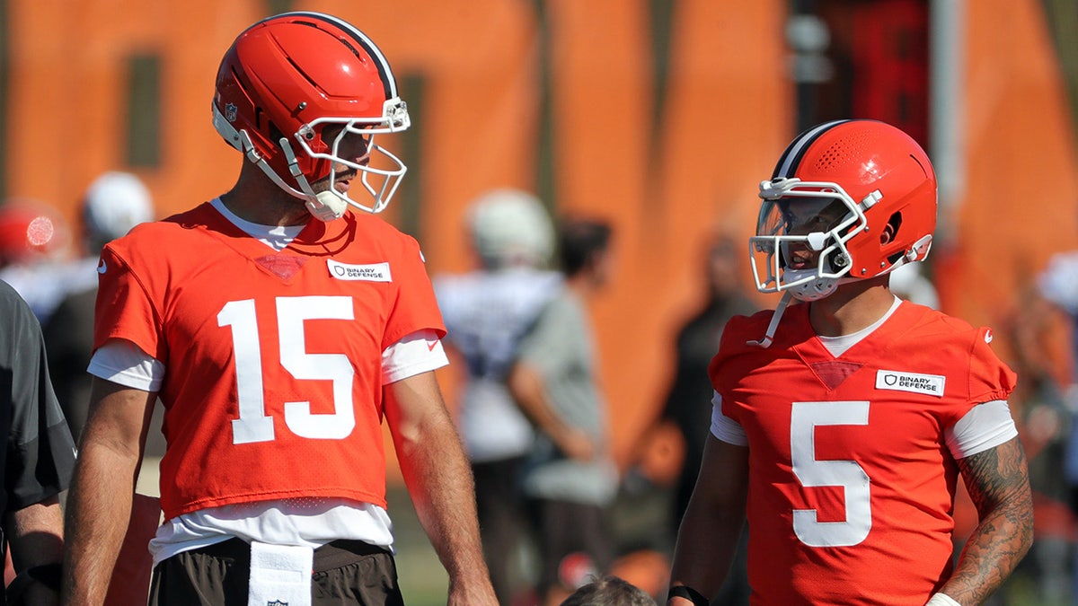 Joe Flacco and Dillon Gabriel chat