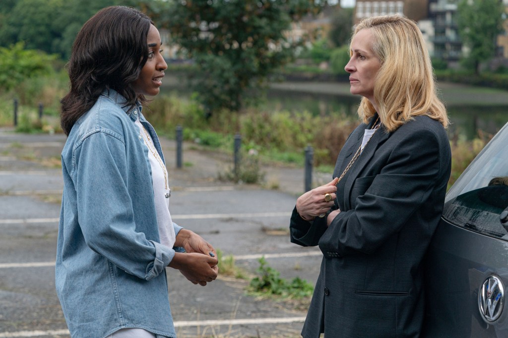 Ayo Edebiri and Julia Roberts in After the Hunt