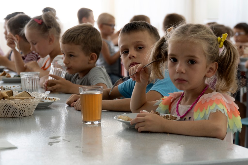 Children from an orphanage in the Donetsk region