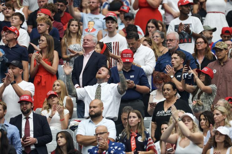 Crowd and stage at Charlie Kirk memorial