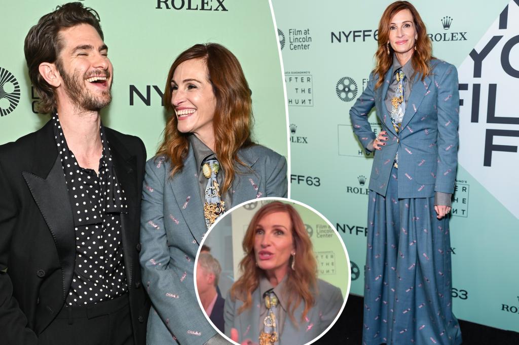 Julia Roberts blushes as co-stars confirm banana bread prowess at NYFF screening
