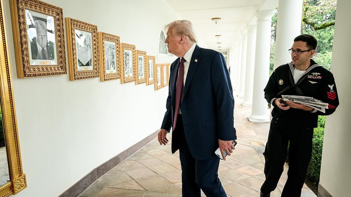 Trump unveils 'Presidential Walk of Fame' on West Wing colonnade featuring autopen Biden portrait