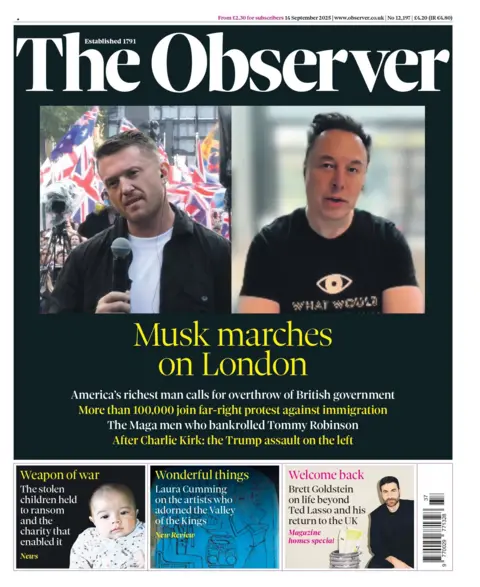 Musk appears by videolink at London rally as Sunday papers push questions over Mandelson appointment